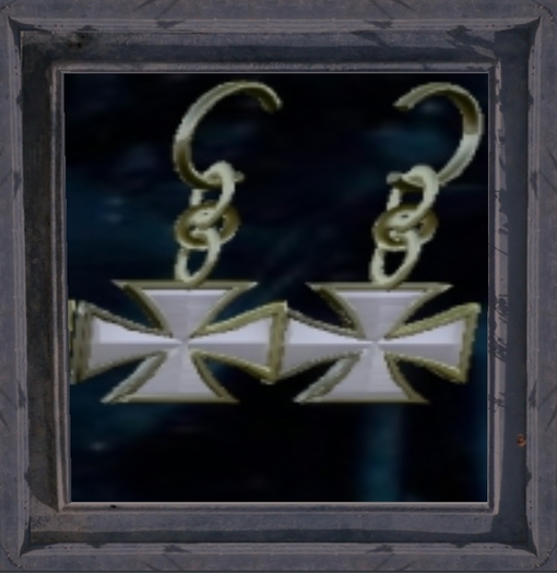 Earring cross gold white