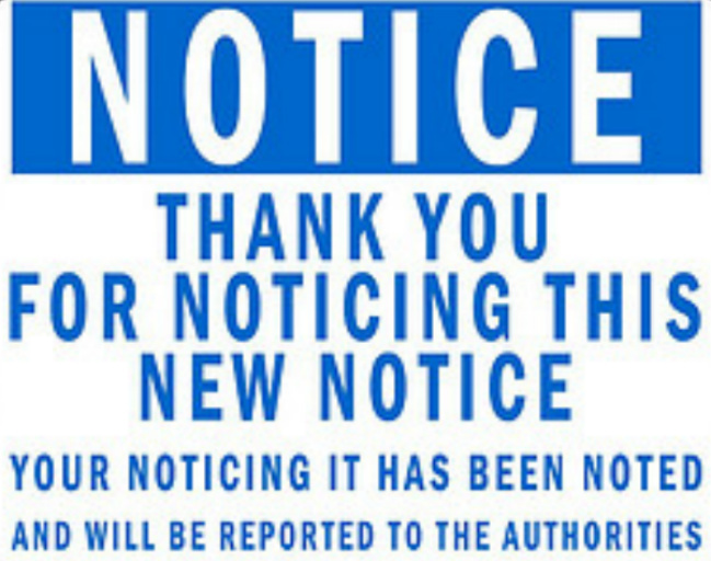 Notice 1 Sign