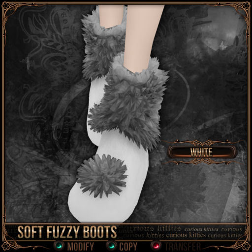 Mesh * =^.^= Curious Kitties - Soft Fuzzy Boots - White 