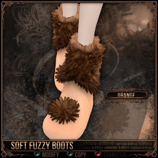 Mesh * =^.^= Curious Kitties - Soft Fuzzy Boots - Orange 