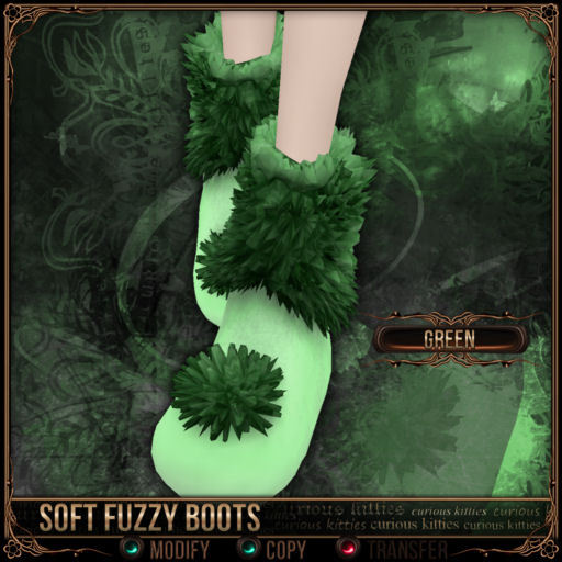 Mesh * =^.^= Curious Kitties - Soft Fuzzy Boots - Green 