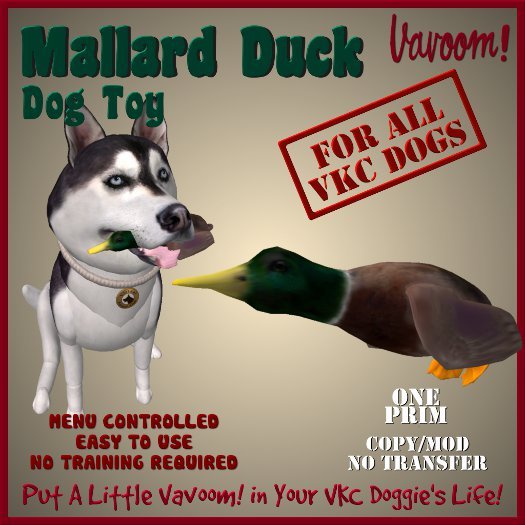 Mallard Duck Pet Toy by Vavoom! Boxed - Toys and Accessories for Virtual Kennel Club (VKC®) Pets - No Training Required