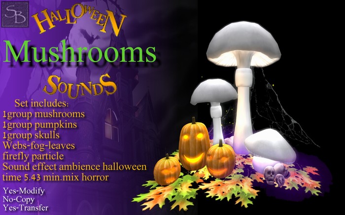 SET HALLOWEEN MUSHROOM WHITE MIX SOUND MIN-5.43