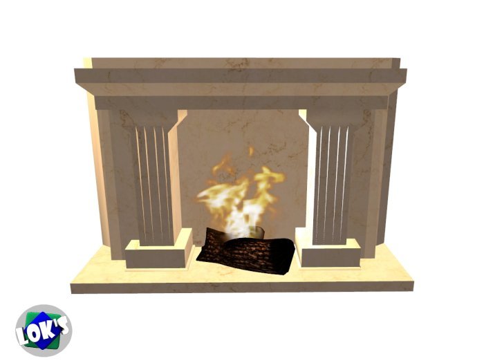 Low Prim Fireplace (Creamy Marble)