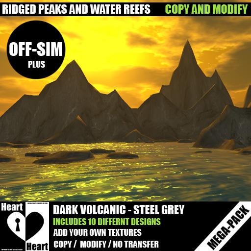 Rocks - Off Sim Ridged Mountain Peaks - Volcanic Grey - p10 - C/M