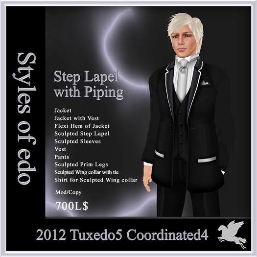 2012 Tuxedo5, Coordinated4, Styles of edo