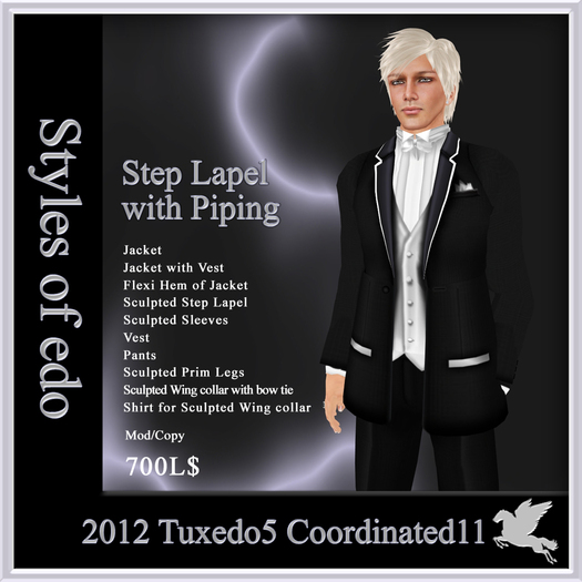 2012 Tuxedo1, Coordinated1, Styles of edo