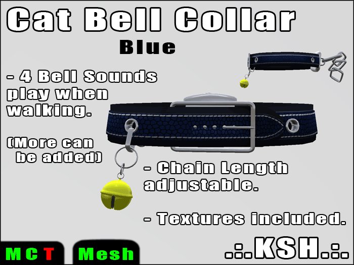 *KSH* Cat Bell Collar w/ Chain (Blue)
