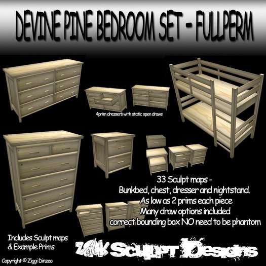 Z@k - Devinepine Bedroom Set - Sculpt Full Perm - Promo