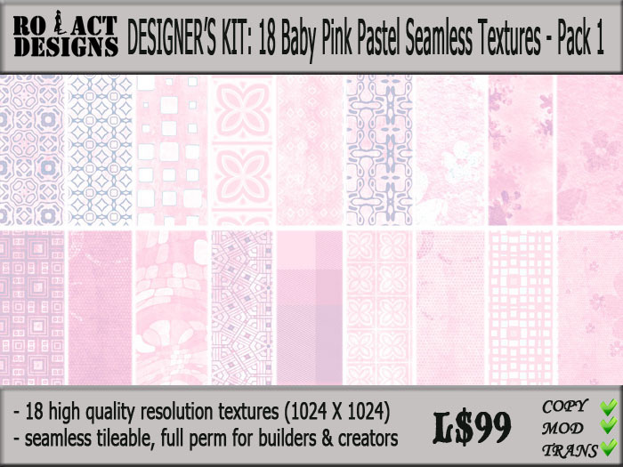 ..::RO!ACT::..DESIGNS 18 Baby Pink Pastel Seamles & Tileable Textures