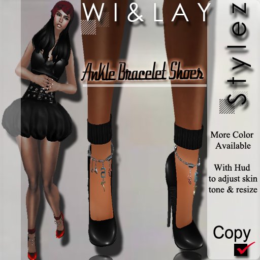 ANKLE BRACELET SHOE BLK