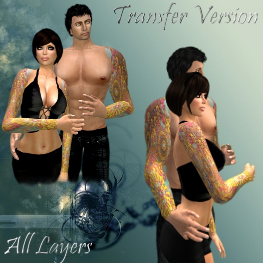 Flowers Colors Arms Tattoo (Transferable Version)