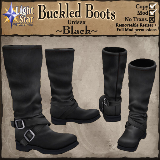 *LightStar - Buckled Boots-Black