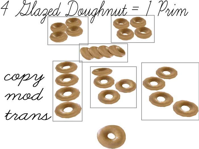 4 Glazed Doughnut =1 prim full perm
