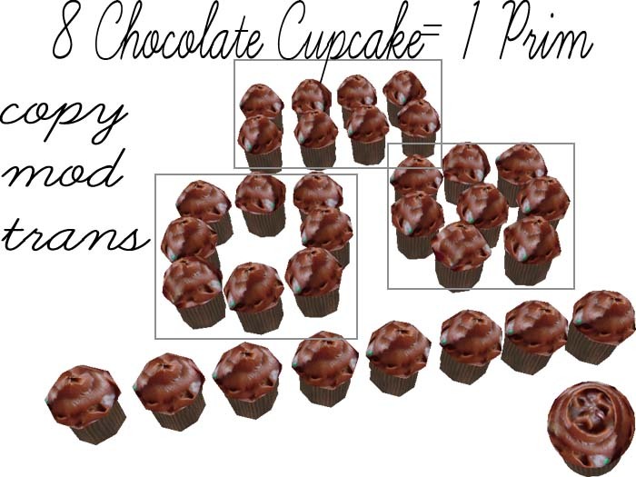 8 Chocolate Cupcake = 1 prim full perm