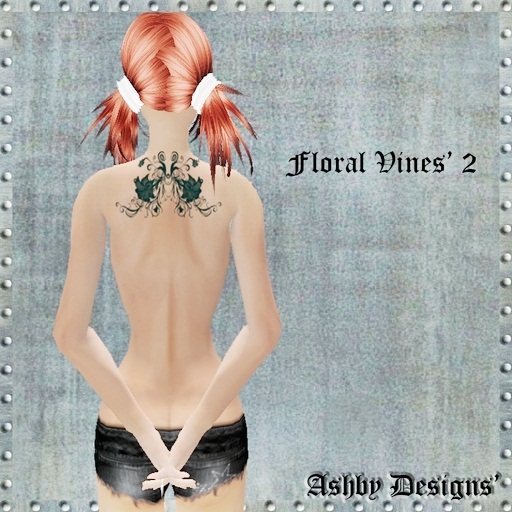 Tattoo ~ Floral Vines V2 Ladies Upper Back Tattoo ~ PROMO