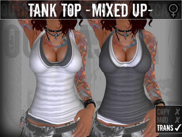 **OC** TankTop Mixed Up -White-Grey-