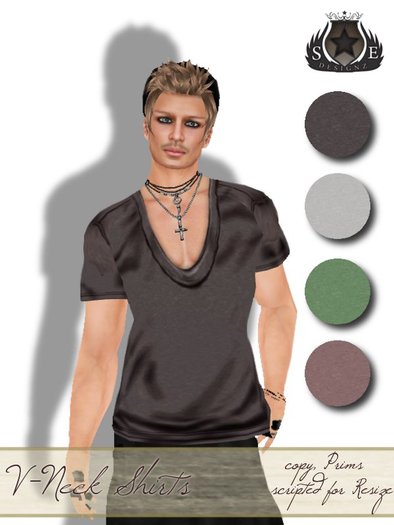[SE*Designz] Simple V-Neck Shirt - brown