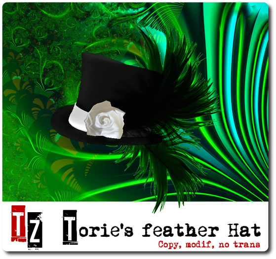 Torie's Feather Hat - black and white
