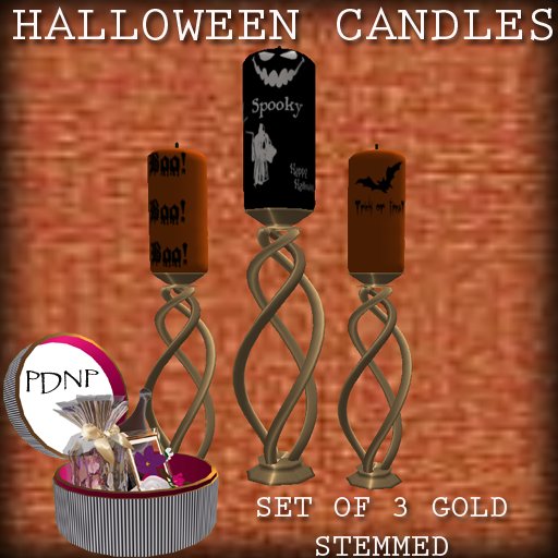 PDN: HALLOWEEN CANDLES GOLD STEMMED BOX