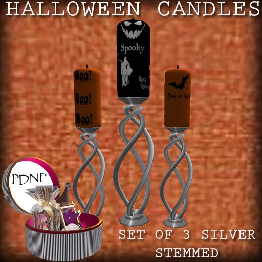 PDN: HALLOWEEN CANDLES SILVER STEMMED BOX