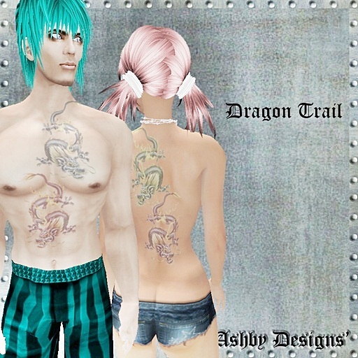 Tattoo ~ Dragon Trail Unisex Upper Body Tattoo ~ PROMO