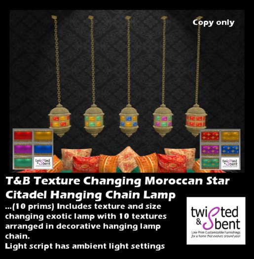 T&B Texture Changing Moroccan Citadel Star Chain Lamp