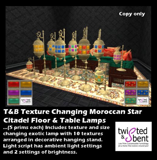 T&B Texture Changing Moroccan Citadel Star Lamp Set