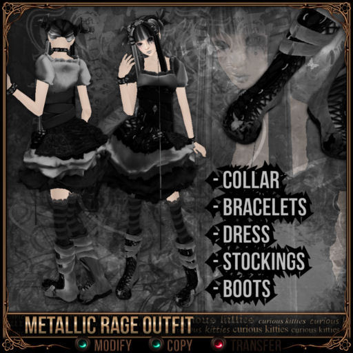 [Mesh] =^.^= Curious Kitties - Metallic Rage Complete Full Outfit Set