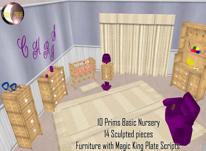 Nursery Sculpted- Rodeo Drive - Carved Wood model; 10 prims