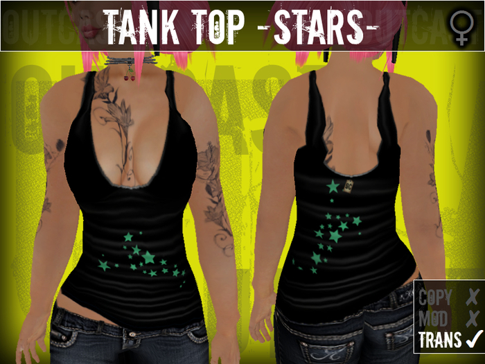 **OC** TankTop Stars -Black Green-