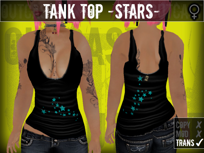 **OC** TankTop Stars -Black Mint-