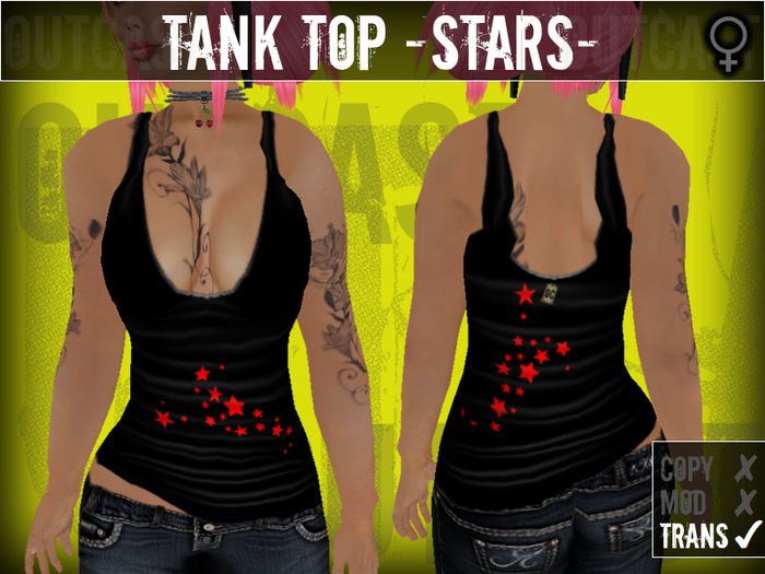 **OC** TankTop Stars -Black Red-