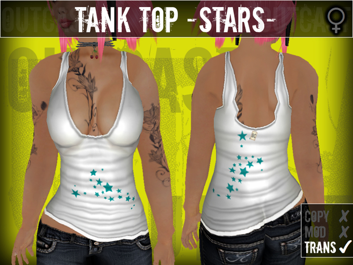 **OC** TankTop Stars -White Mint-