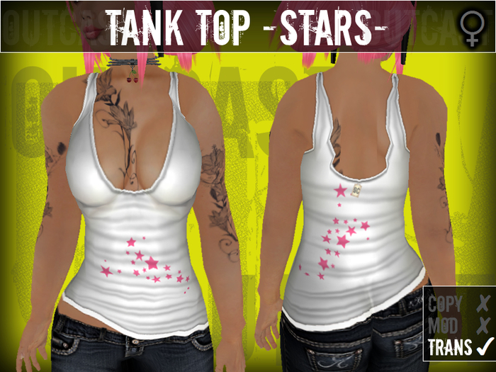 **OC** TankTop Stars -White Pink-