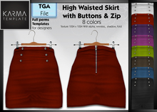 Karma Template - TGA - High Waisted Skirt with Zip and Button - 8 Colors - High detailled Texture 1024 px
