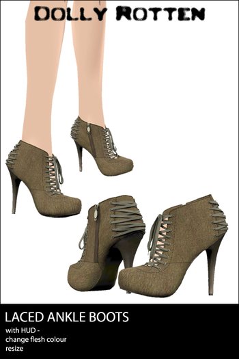 :: Dolly Rotten :: Laced Ankle Boots :: Canvas