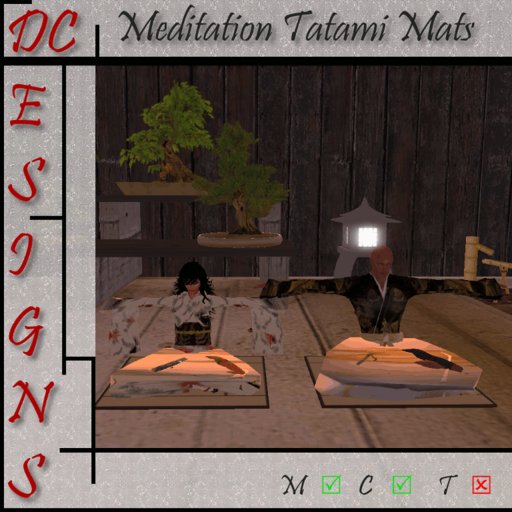 Meditation Tatami Mats - 2 Tatami Mats with Looped Meditation Animation (Mod & Copy)