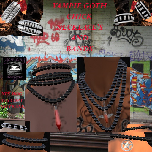 vampire goth punk chick choker,necklace and wrist bands boxed
