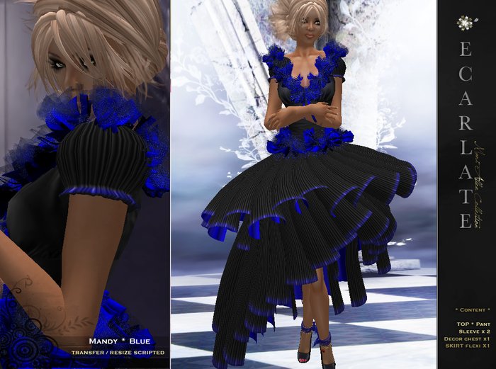 Ecarlate - Mandy - Blue * Dress Gown Formal * Robe