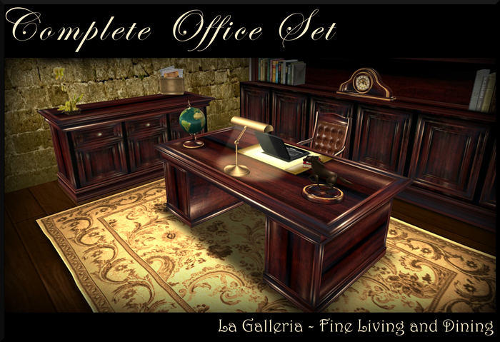 NEW! Walnut Large Desk Office Set 46 Prims