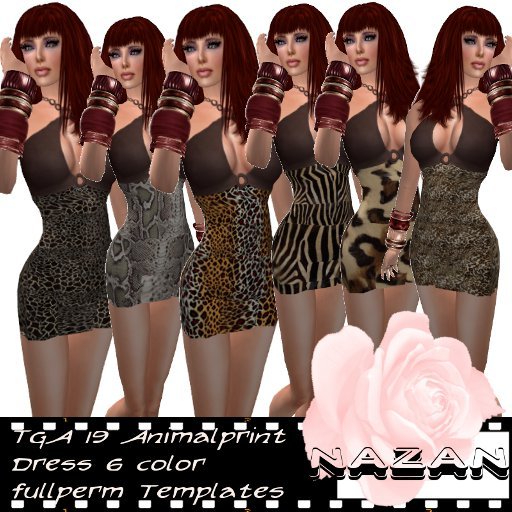 .::NN::. (TGA 19) NN Animalprint Dress Template TGA Set (fullpe
