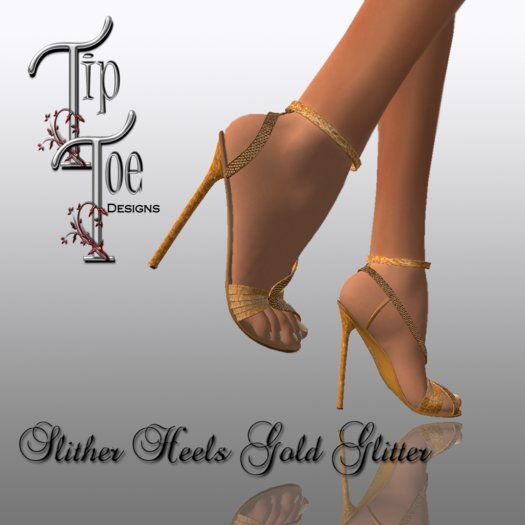 TIPTOE Slither Heels - Gold glitter