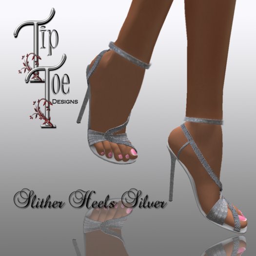 TIPTOE Slither Heels - Silver glitter
