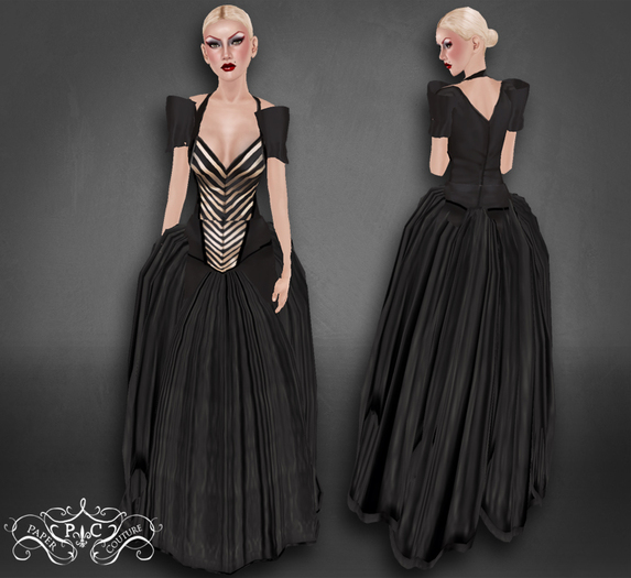p.c; V Stripe Gown