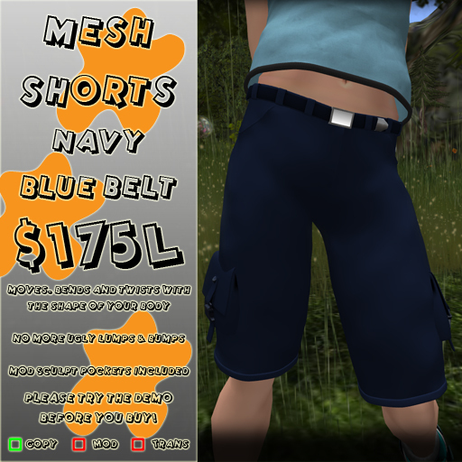 Mesh Shorts - Navy - Blue Belt