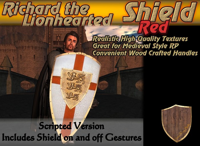 *ZK* Richard the Lion Hearted Shield [Red] - BUNDLE PACK - Two Shields Included