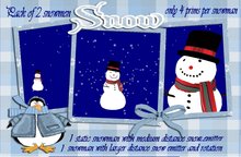 Pack of two low prim snowmen with snow emitter