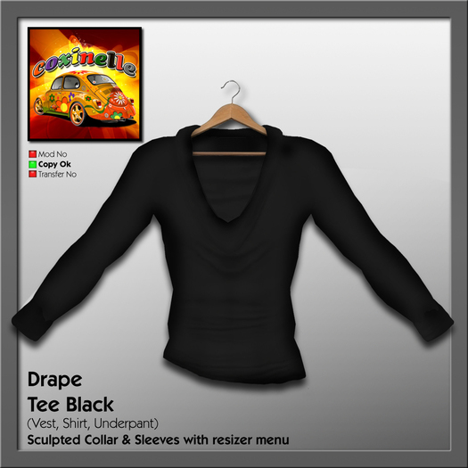 Coxi - Drape Sweater black with sculpted Collar & Sleeves