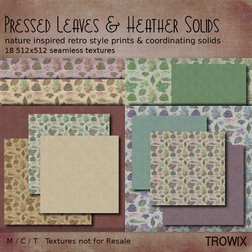 Trowix - Pressed Leaves & Heather Solids Textures